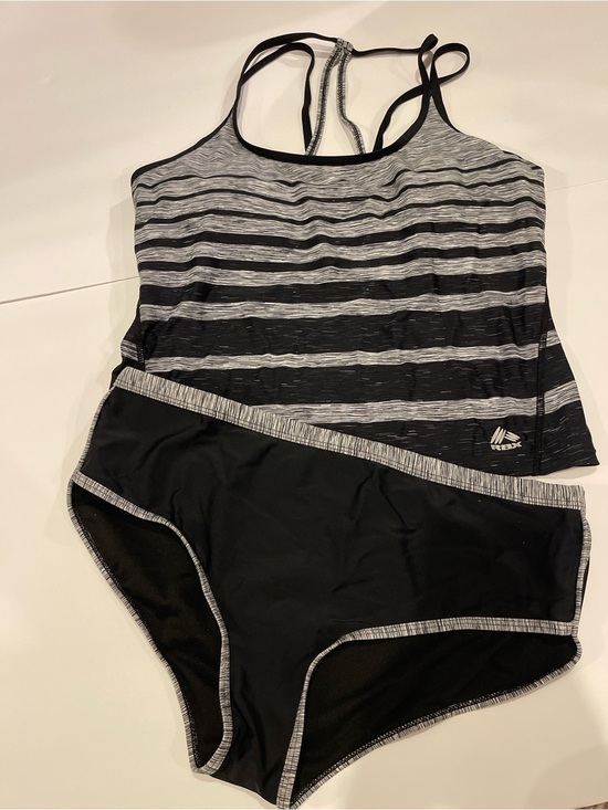 RBX Other - RBX Black & Heather Gray Striped Tankini Two-Piece
